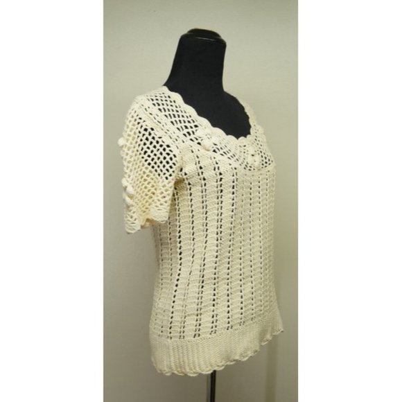 Sheree Massoquoi Vintage Cottege Core boho handmade crochet sweater S - Picture 3 of 10